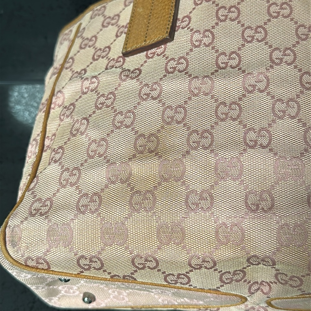 Authentic Women’s Pink Gucci double G Monogram Purse Small Tote - Picture 8 of 14